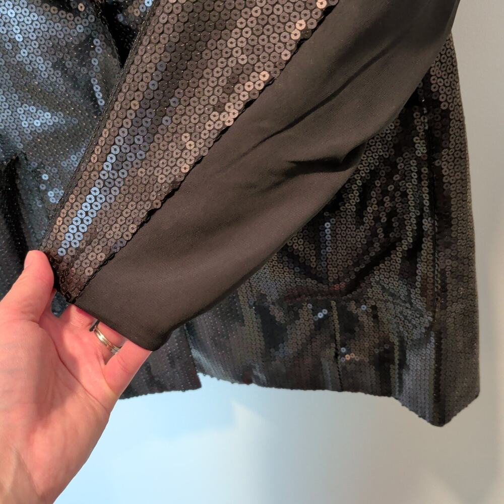 Rachel Zoe Plus Sz 2X Black All Over Sequin Blazer Jacket Glam Wedding Event - Picture 3 of 6